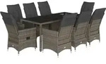 vidaXL 9-tlg. Garten-Essgruppe mit Kissen Grau Poly Rattan - Grau