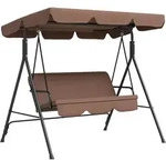 Outsunny Hollywoodschaukel Gartenschaukel 3-Sitzer mit Dach Stahl Braun
