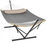 SONGMICS H&auml;ngematte mit Gestell, Kissen, bis 200 kg belastbar, Garten, grau -...