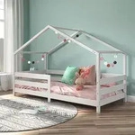 Hausbett RENA aus massiver Kiefer in wei&szlig;, sch&ouml;nes Montessori Bett mit