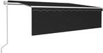 vidaXL Markise Automatisch mit Rollo LED Windsensor 5x3m Anthrazit