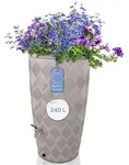 YourCasa Regentonne 240 Liter [Seabreeze Flower] Creme mit Wasserhahn - Creme