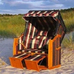 LED Strandkorb XXL inkl. Abdeckcover Luxus Volllieger Gartenliege Ostsee + 4...