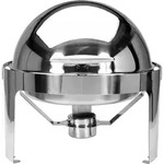 Gastro Speisenw&auml;rmer Runder Rolltop-Chafing Dish 6L aus Edelstahl
