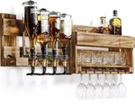 Yorbay Weinregal Palette beflammt Holz, Wandbar mit 4 Getr&auml;nkespender Wand