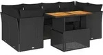 vidaXL 7-tlg. Garten-Sofagarnitur mit Kissen Schwarz Poly Rattan - Schwarz