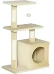 PawHut Kratzbaum mit Sisal Katzenm&ouml;bel mit Spielzeug Pl&uuml;sch Beige H&ouml;he 81,5 cm -