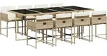 vidaXL 9-tlg. Garten-Essgruppe mit Kissen Beige Poly Rattan - Beige