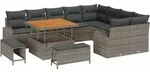 vidaXL Gartensofa-set mit Kissen 12 pcs Grau Poly-Rattan - Grau