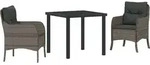 vidaXL Garten Essgruppe mit Kissen 3 pcs Grau Poly-Rattan - Grau