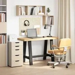 vidaXL Schreibtisch NOAIN A-Form-Beine 120x50x75 cm Massivholz Kiefer - Braun