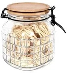 Excellent Houseware Glasbeh&auml;lter Einmachglas mit Bambusdeckel B&uuml;gelverschluss