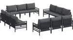 vidaXL Gartensofa-set mit Kissen 12 pcs Schwarz Stahl - Grau