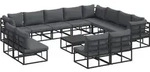 vidaXL Gartensofa-set mit Kissen 13 pcs Schwarz Aluminium - Schwarz