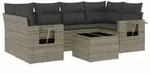 vidaXL 7-tlg. Garten-Sofagarnitur mit Kissen Grau Poly Rattan - Grau
