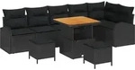 vidaXL Gartensofa-set mit Kissen 9 pcs Schwarz Poly-Rattan - Schwarz