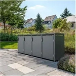 4er M&uuml;lltonnenbox, 265x80x116cm, Stahl, anthrazit