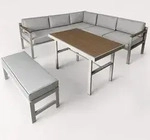 greemotion Gartenlounge-Set Miami Lounge-Set Taupe-Holz / Grau inkl. Auflagen,...