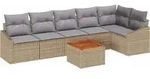 vidaXL Gartensofa-set mit Kissen 7 pcs Beige Poly-Rattan - Beige