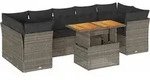 vidaXL 8-tlg. Garten-Sofagarnitur mit Kissen Grau Poly Rattan - Grau