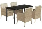vidaXL 5-tlg. Garten-Essgruppe mit Kissen Beige Poly Rattan - Beige
