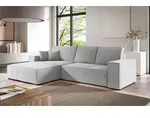 Ecksofa Schlafsofa CORUNIA Stoff Aragon Hellgrau Ottomane Links - Grau