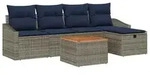 vidaXL Gartensofa-set mit Kissen mit Speicher 6 pcs Grau Poly Rattan - Grau