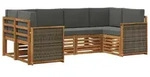 vidaXL Ecksofa Set mit Kissen 5 pcs Natur und Anthrazit - Braun