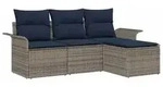 vidaXL Gartensofa-set mit Kissen mit Speicher 4 pcs Grau Poly-Rattan - Grau