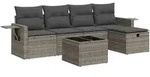 vidaXL 6-tlg. Garten-Sofagarnitur mit Kissen Grau Poly Rattan - Grau