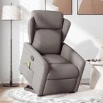 vidaXL Massagesessel mit Aufstehhilfe Taupe Stoff