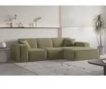Ecksofa Designersofa CELES PREMIUM Stoff Opera Velvet Olivgr&uuml;n Ottomane Rechts...