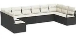vidaXL Sofa Set mit Kissen 10 pcs Schwarz Poly-Rattan - Schwarz