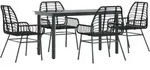 vidaXL 5-teiliges Garten-Esszimmerset aus schwarzem Polyrattanglas - Schwarz