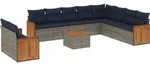 vidaXL 11-teiliges Gartensofa-Set mit Kissen, grau, Polyrattan - Grau