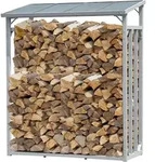 Aluminium Kaminholzregal Au&szlig;en 143 x 70 x 185 cm, Pro - 40 mm Aluprofil, Grau,