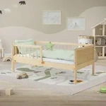 ML-Design Kinderbett mit Lattenrost und Rausfallschutz, 70x140 cm, Natur,...
