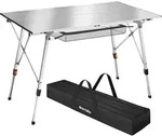 tectake&reg; Aluminium Campingtisch Bastian faltbar 120 x 70,5 x 58 &ndash; 79 cm -...