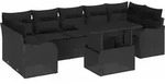 vidaXL Gartensofa-set mit Kissen 8 pcs Schwarz Poly-Rattan - Schwarz
