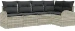 vidaXL Gartensofa-set mit Kissen 5 pcs Hellgrau Poly-Rattan - Hellgrau