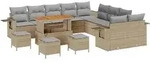 vidaXL Gartensofa-set 14 pcs Beige Poly-Rattan - Beige