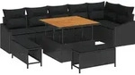vidaXL Gartensofa-set mit Kissen 9 pcs Schwarz Poly-Rattan - Schwarz