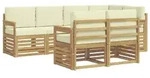 vidaXL Outdoor-Sofagarnitur 7 pcs Wei&szlig; und Creme 247 x 128,5 x 73 cm - Wei&szlig;