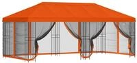 vidaXL Pavillon mit Seitenw&auml;nden 6 x 3 m Orange Polyester und Stahl