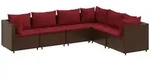 vidaXL 6-tlg. Garten-Lounge-Set mit Kissen Braun Poly Rattan - Braun
