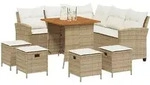 vidaXL 6-tlg. Garten-Sofagarnitur mit Kissen L-Form Beige Poly Rattan - Beige