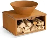 LANDMANN Feuerschale mit Holzlager - 60 x 50 x 54 cm - Braun