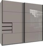 Schwebet&uuml;renschrank SAIGON Saharagrau, 2-t&uuml;rig (1x Glas), 3 Schubk&auml;sten, 3