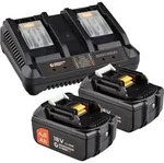 WS24 Akku Starter-Set 18 V / 2x 4,0 Ah Akku + Doppelschnellladeger&auml;t