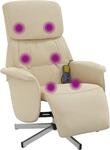 vidaXL Massagesessel mit Fu&szlig;teil Creme Stoff